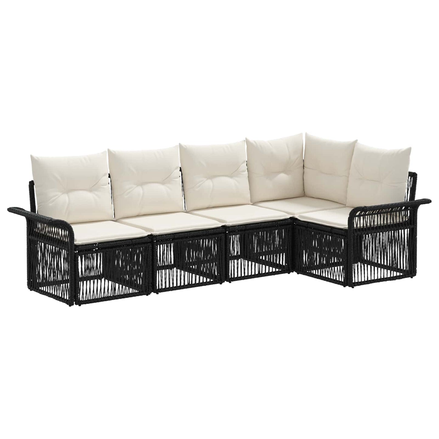 Gartensofa-set 5 pcs Schwarz Poly-Rattan