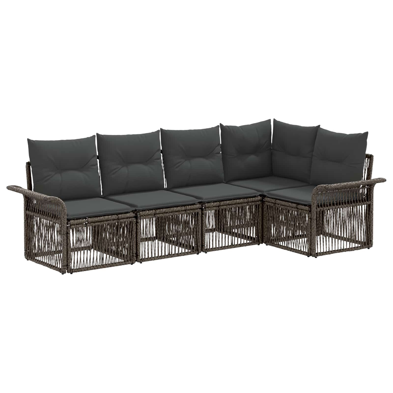 Gartensofa-set 5 stk. Grau Poly-Rattan