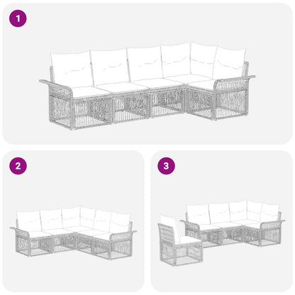 Gartensofa-set 5 stk. Beige Poly-Rattan