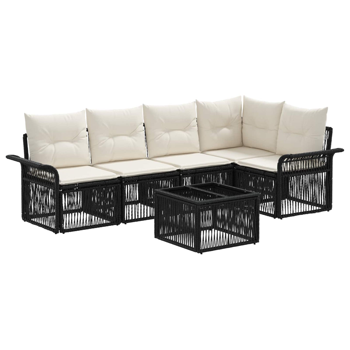 Gartensofa-set 6 stk. Schwarz Poly-Rattan