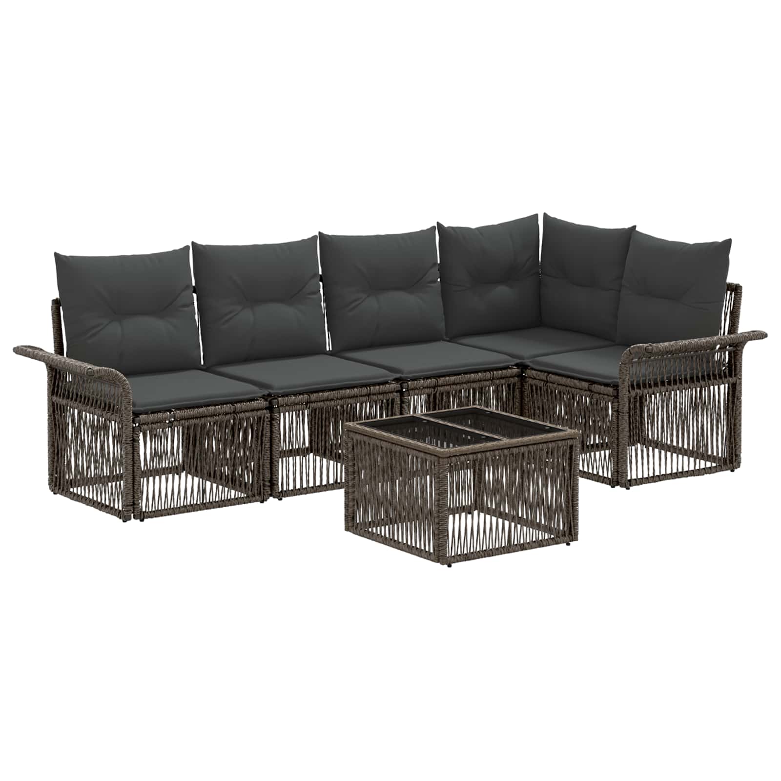 Gartensofa-set 6 stk. Grau Poly-Rattan