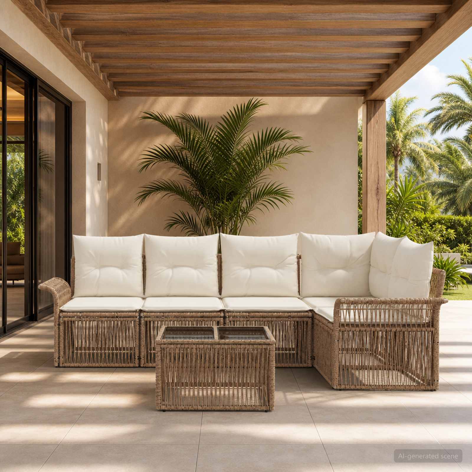 Gartensofa-set 6 pcs Beige Poly-Rattan