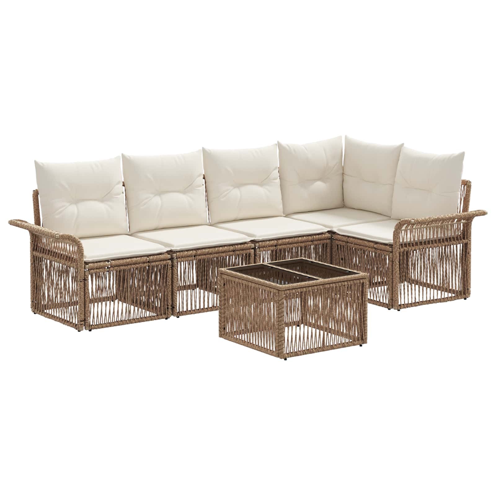 Gartensofa-set 6 pcs Beige Poly-Rattan