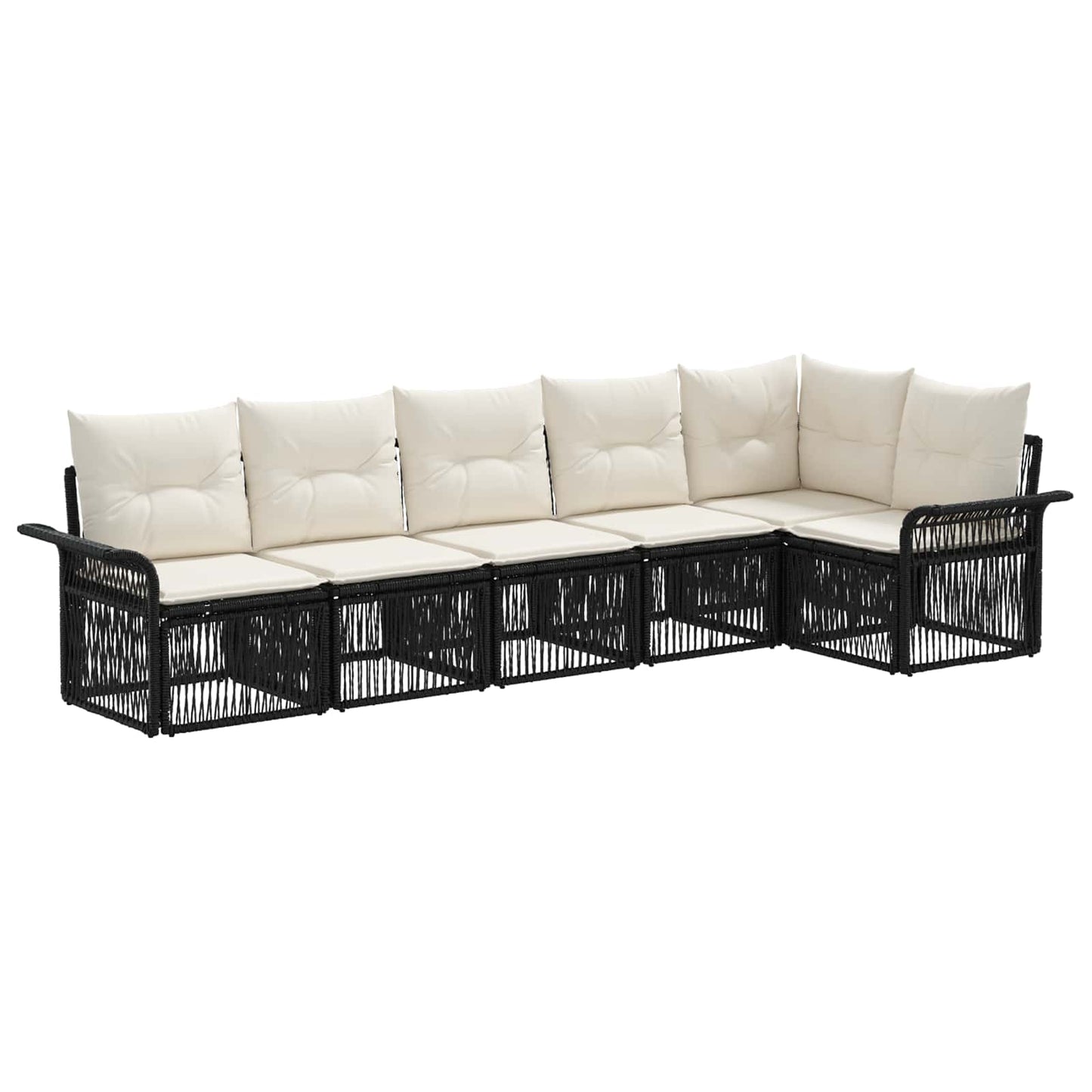 Gartensofa-set 6 pcs Schwarz Poly-Rattan