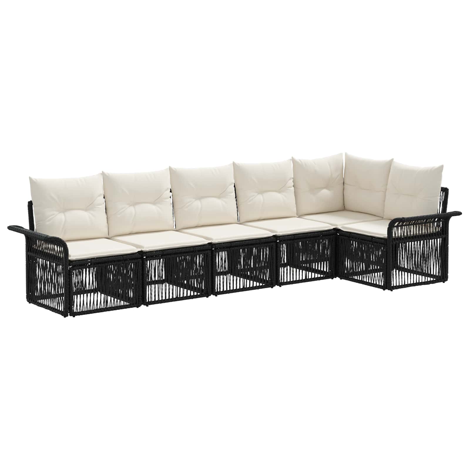 Gartensofa-set 6 pcs Schwarz Poly-Rattan