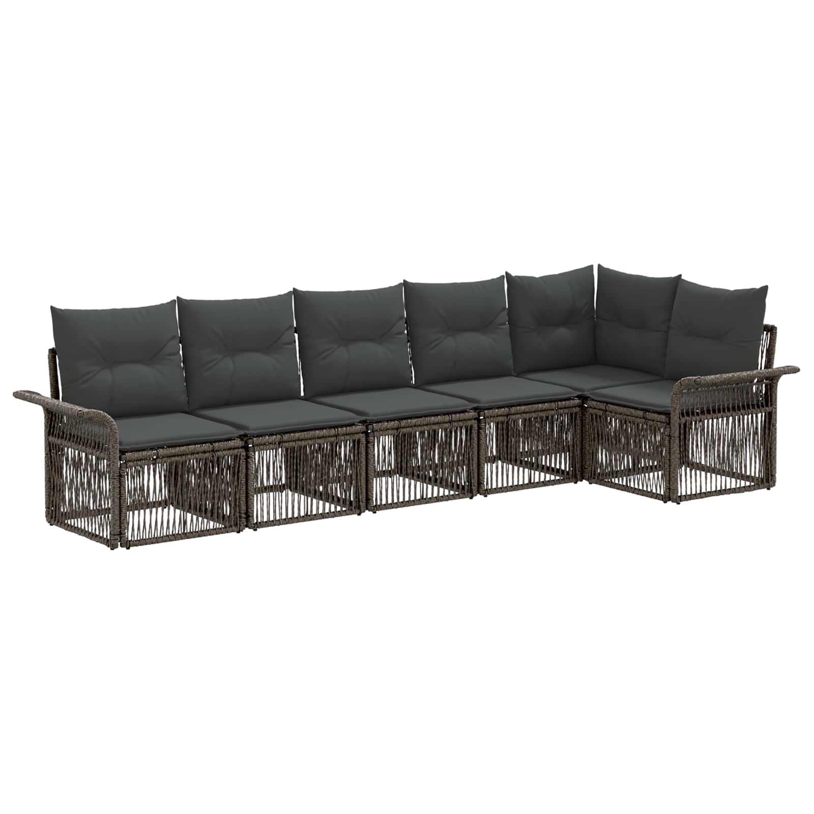 Gartensofa-set 6 pcs Grau Poly-Rattan