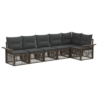 Gartensofa-set 6 stk. Grau Poly-Rattan
