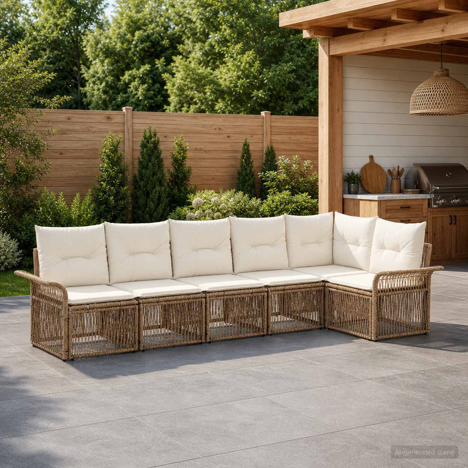 Gartensofa-set 6 pcs Beige Poly-Rattan