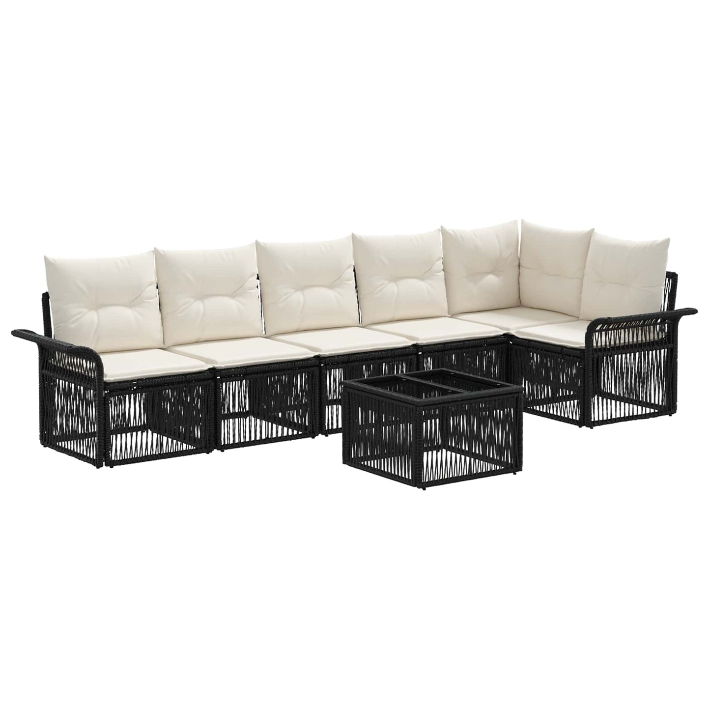 Gartensofa-set 7 stk. Schwarz Poly-Rattan