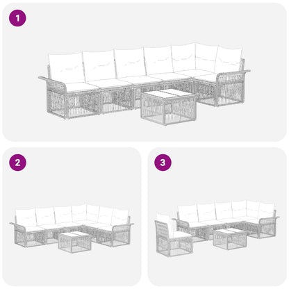 Gartensofa-set 7 stk. Schwarz Poly-Rattan