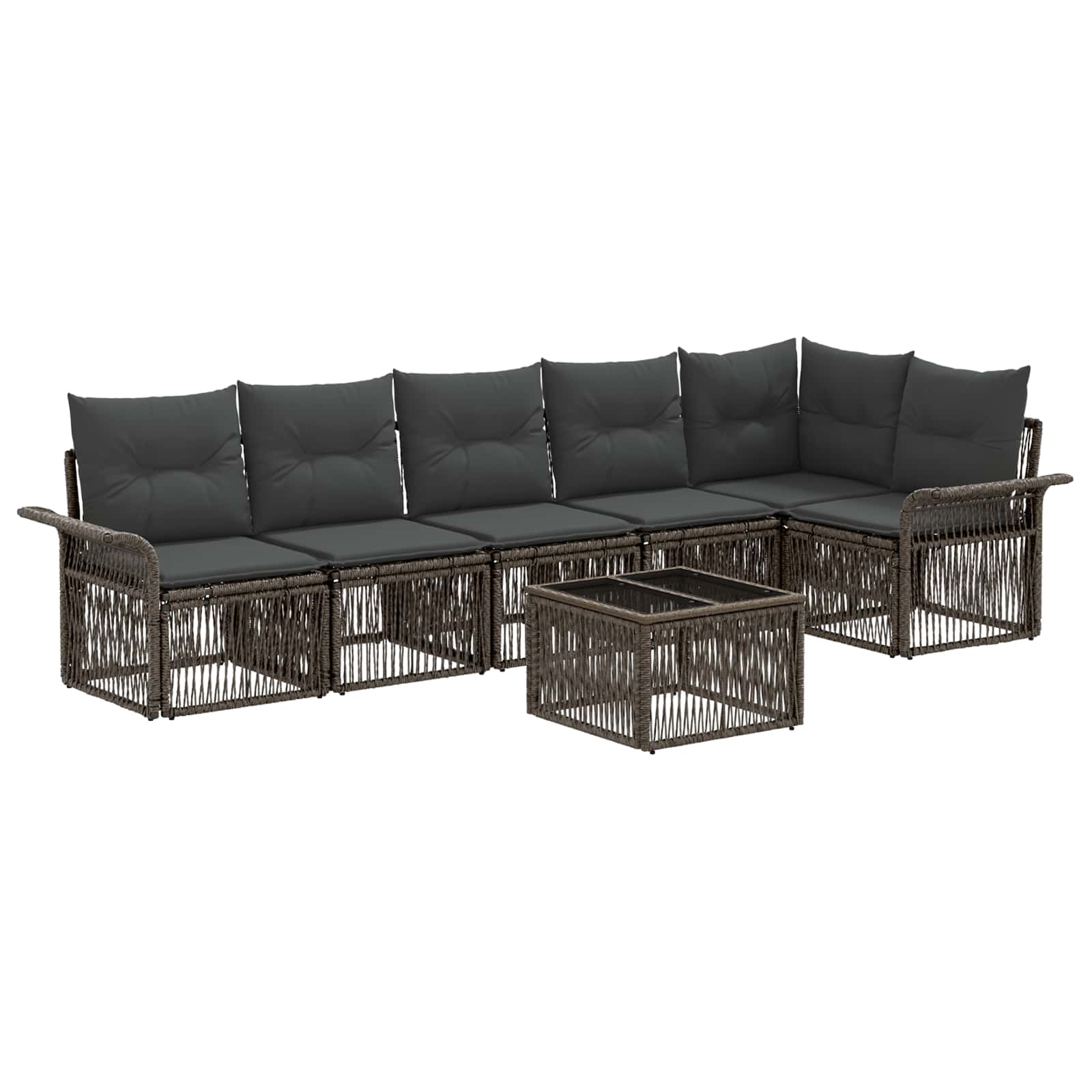 Gartensofa-set 7 stk. Grau Poly-Rattan