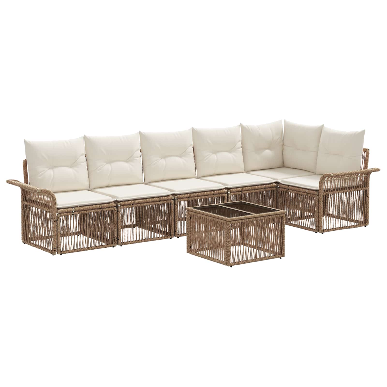 Gartensofa-set 7 pcs Beige Poly-Rattan