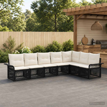 Gartensofa-set 7 stk. Schwarz Poly-Rattan
