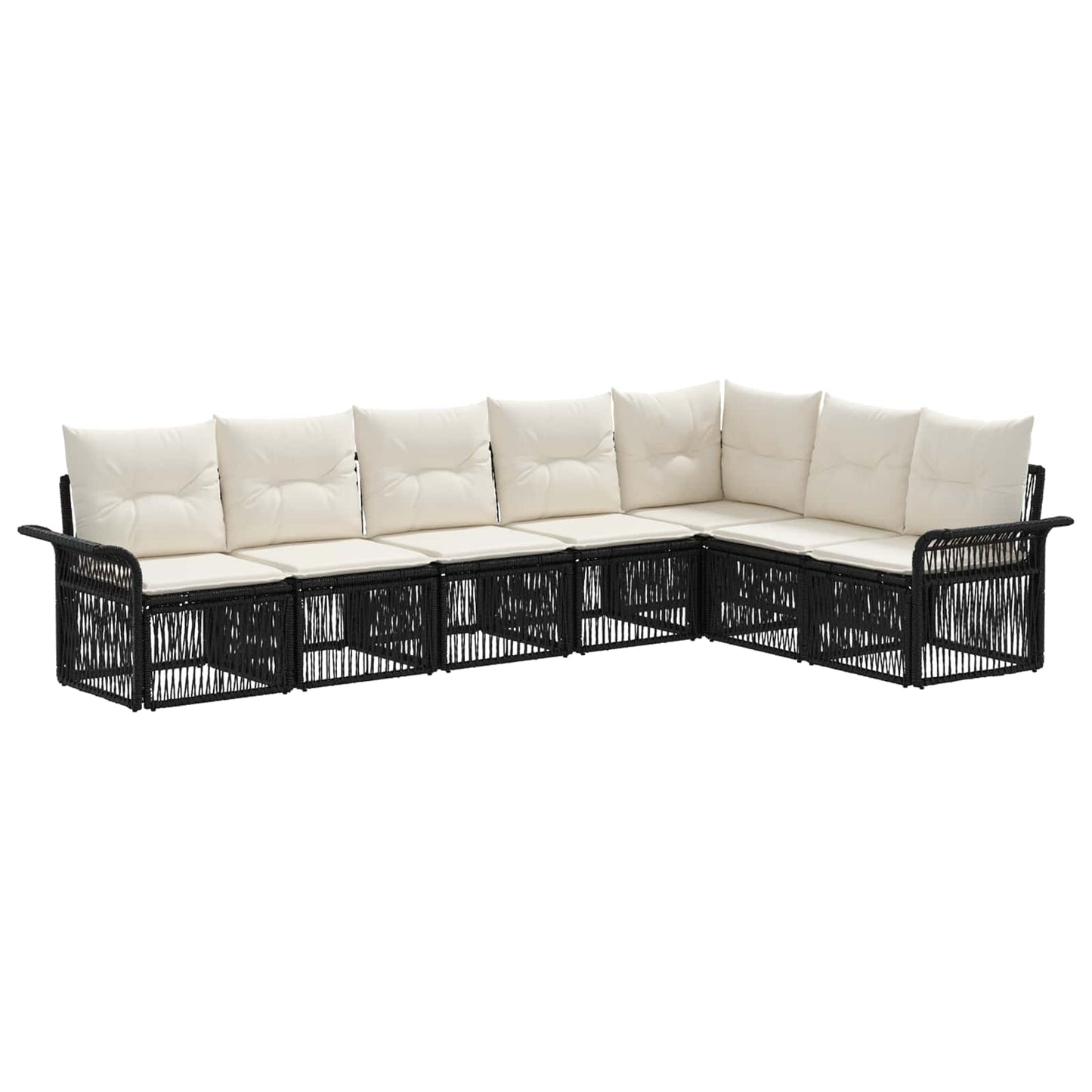 Gartensofa-set 7 pcs Schwarz Poly-Rattan