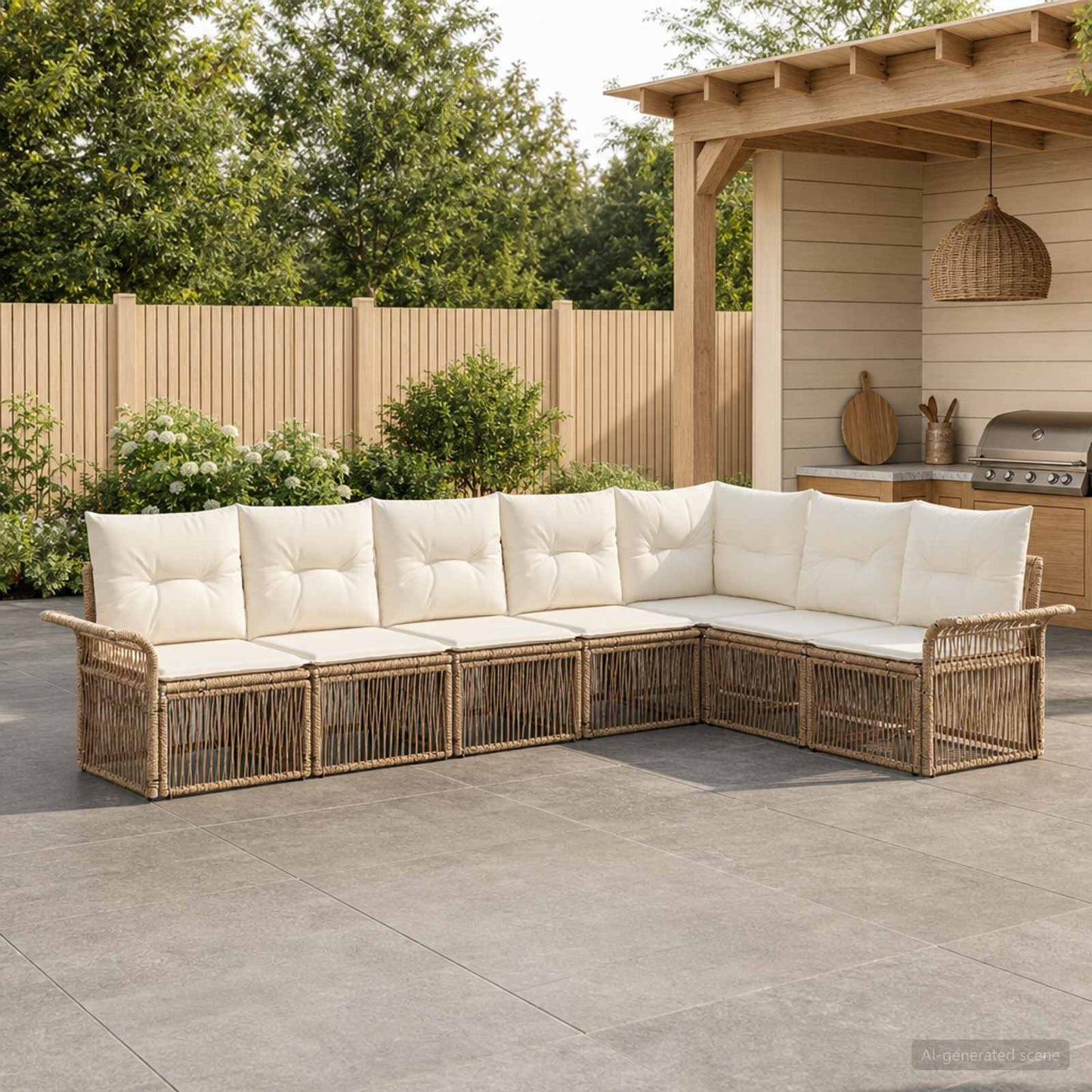 Gartensofa-set 7 pcs Beige Poly-Rattan