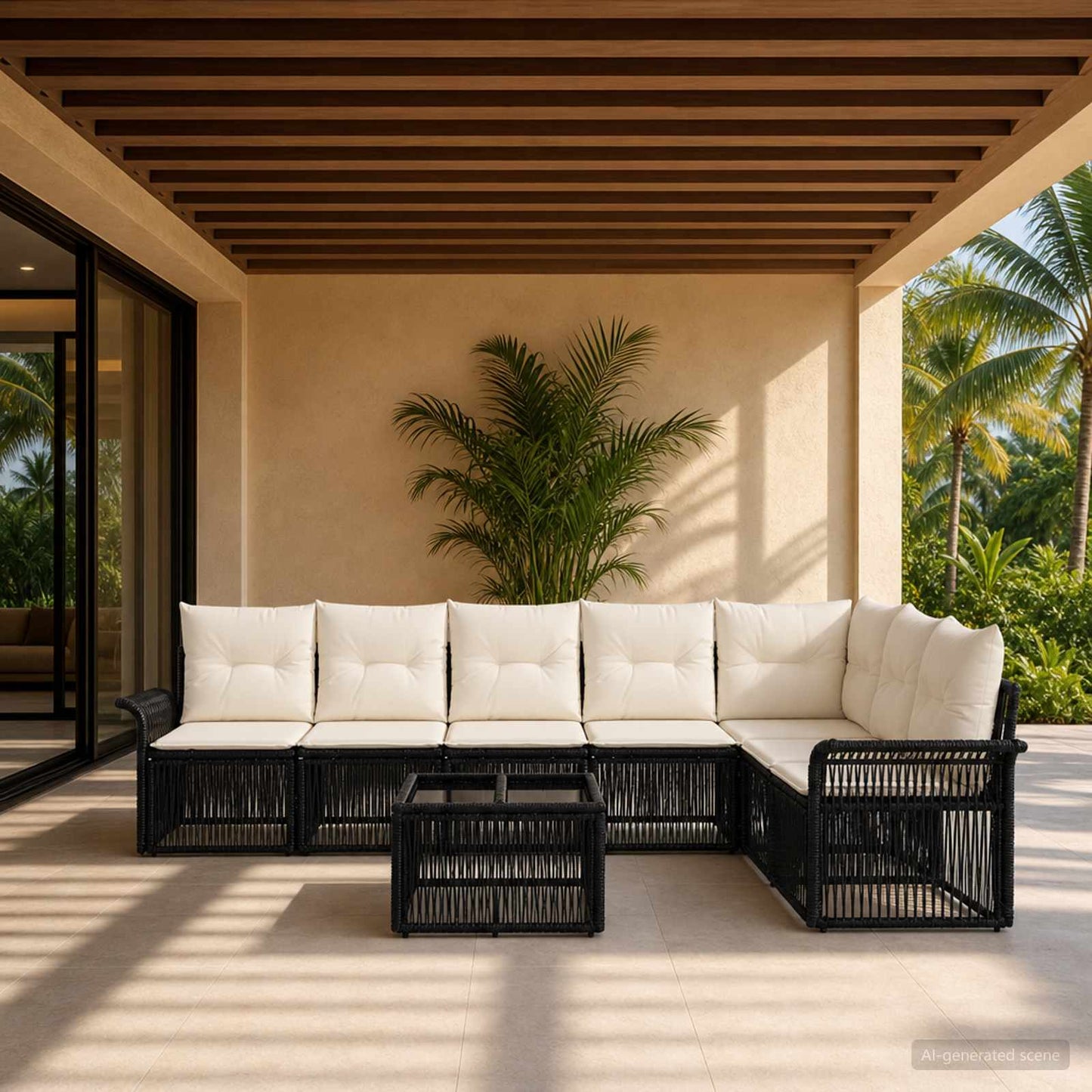 Gartensofa-set 8 stk. Schwarz Poly-Rattan