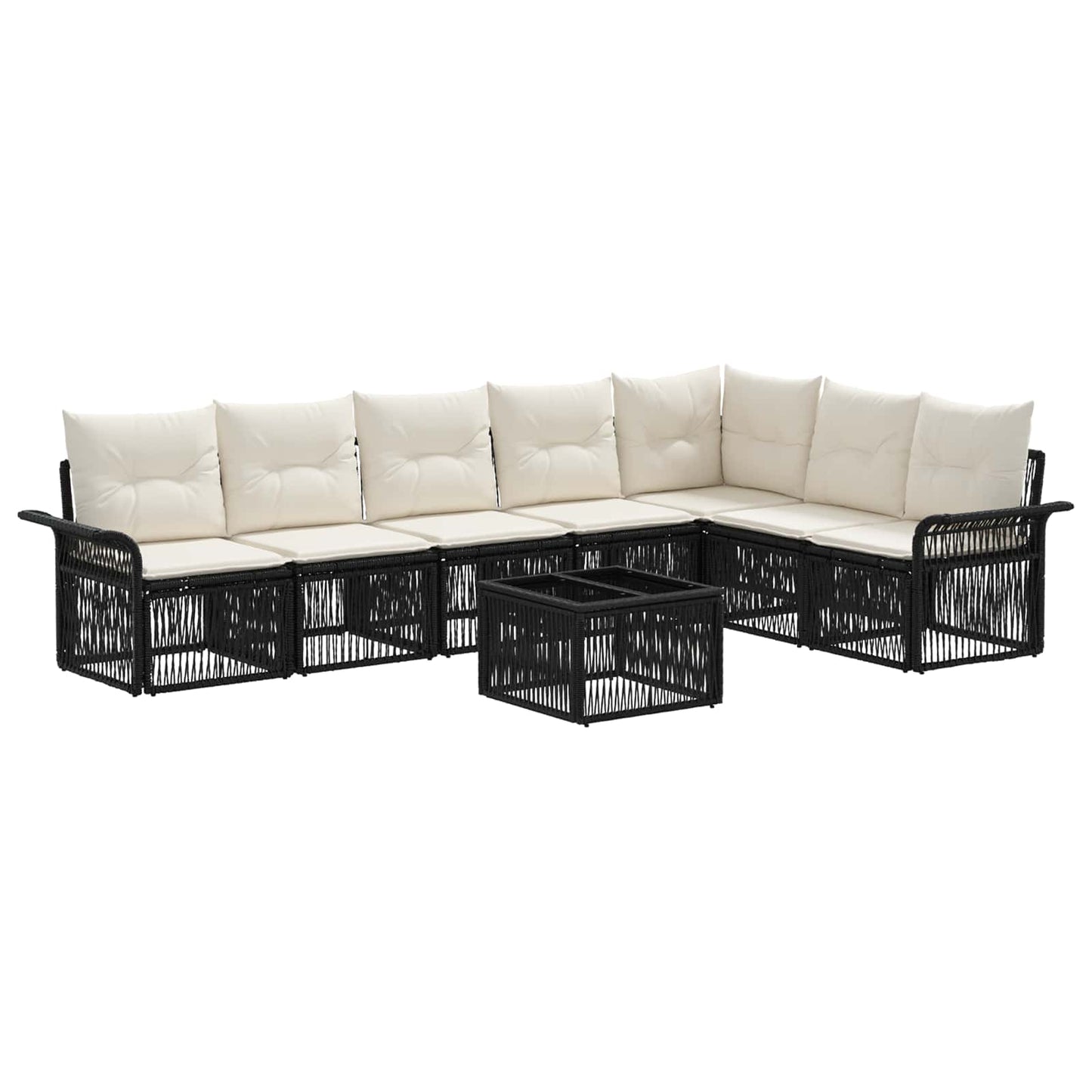Gartensofa-set 8 stk. Schwarz Poly-Rattan
