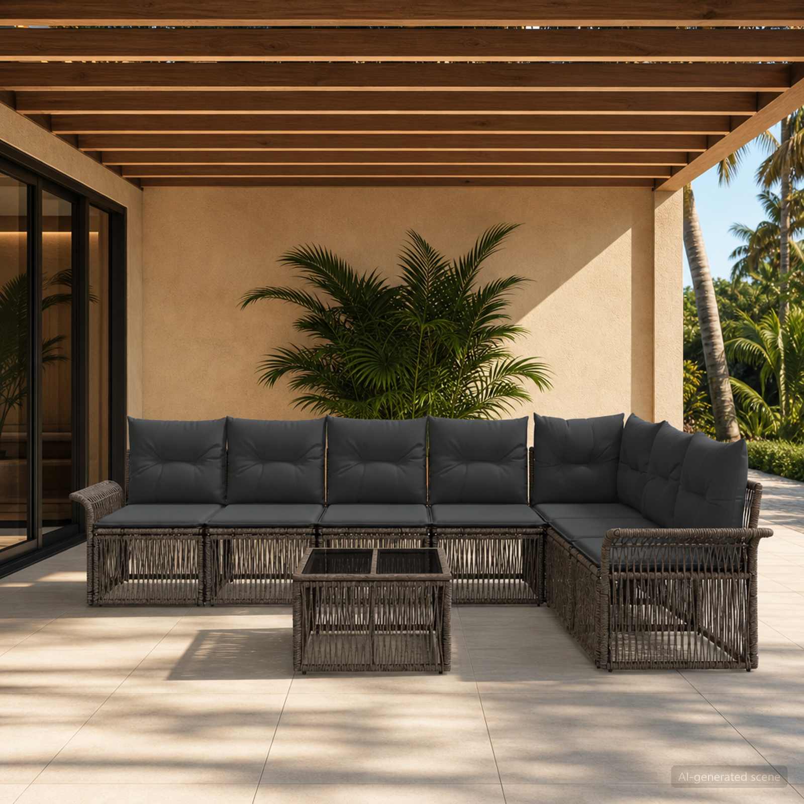 Gartensofa-set 8 stk. Grau Poly-Rattan