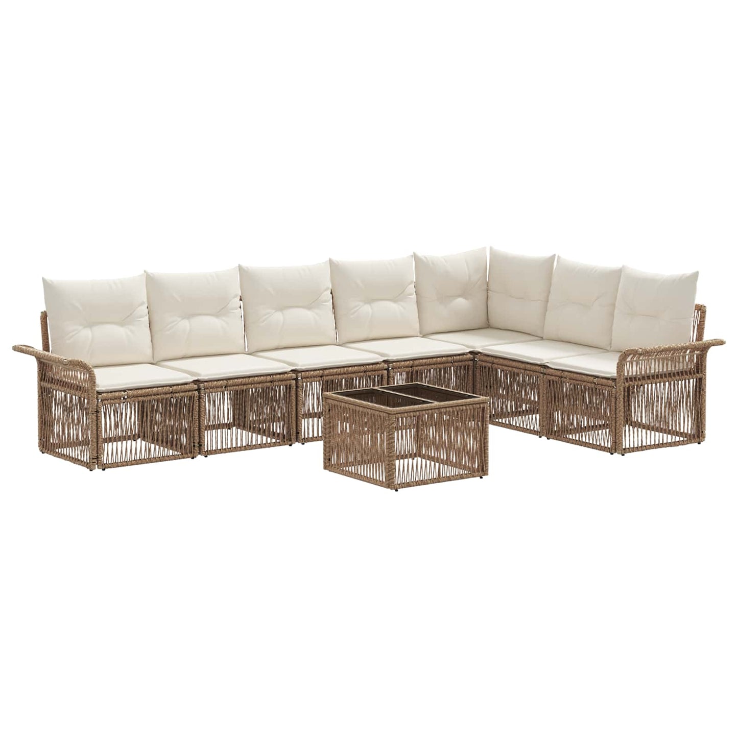 Gartensofa-set 8 pcs Beige Poly-Rattan