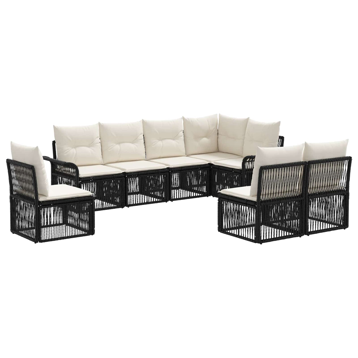 Gartensofa-set 8 pcs Schwarz Poly-Rattan