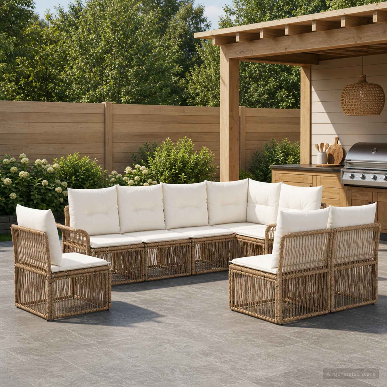 Gartensofa-set 8 pcs Beige Poly-Rattan
