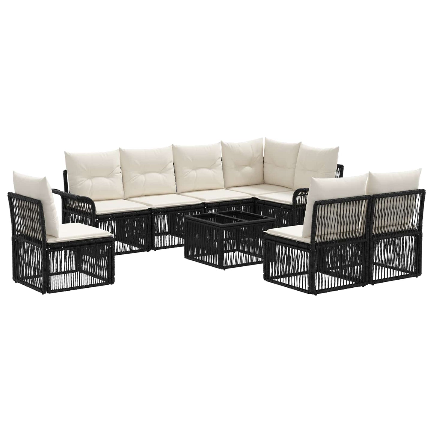 Gartensofa-set 9 stk. Schwarz Poly-Rattan