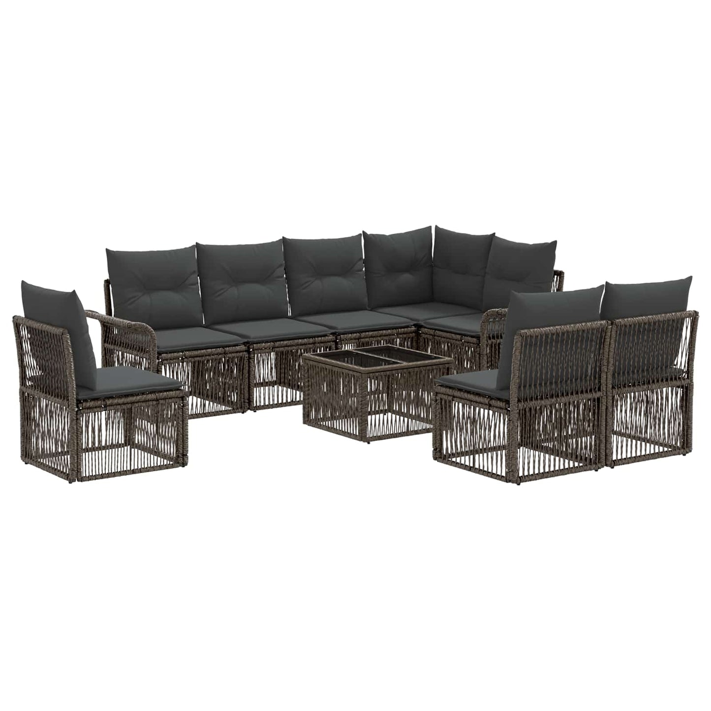 Gartensofa-set 9 stk. Grau Poly-Rattan