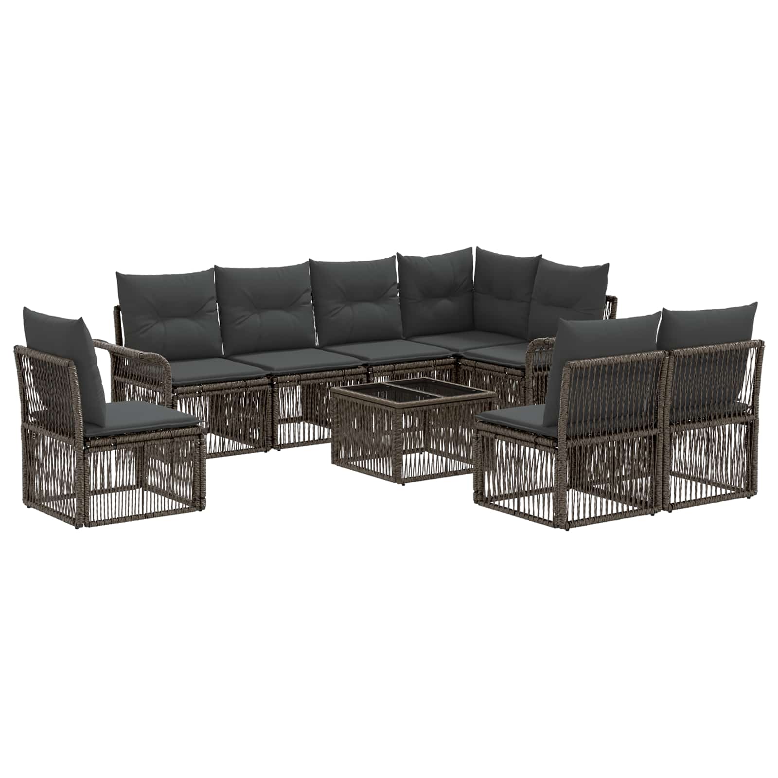 Gartensofa-set 9 stk. Grau Poly-Rattan