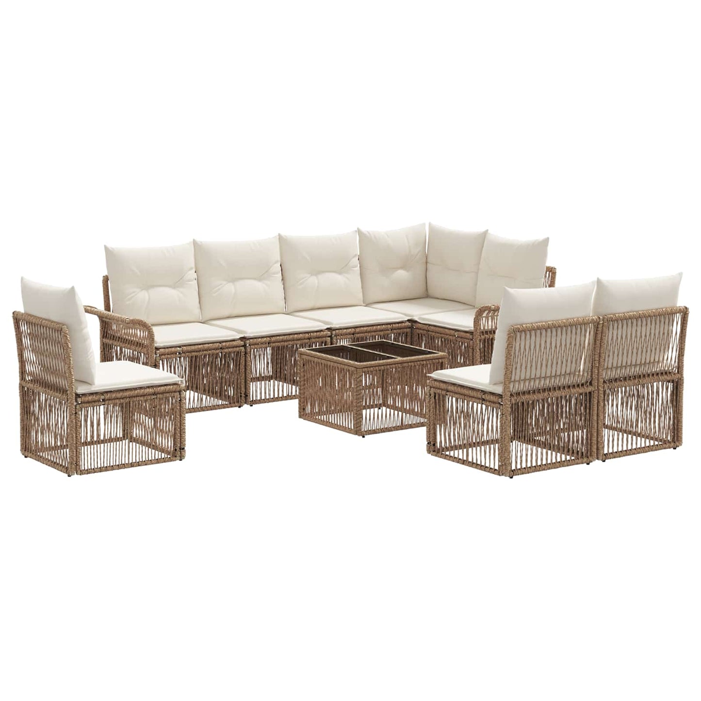 Gartensofa-set 9 pcs Beige Poly-Rattan