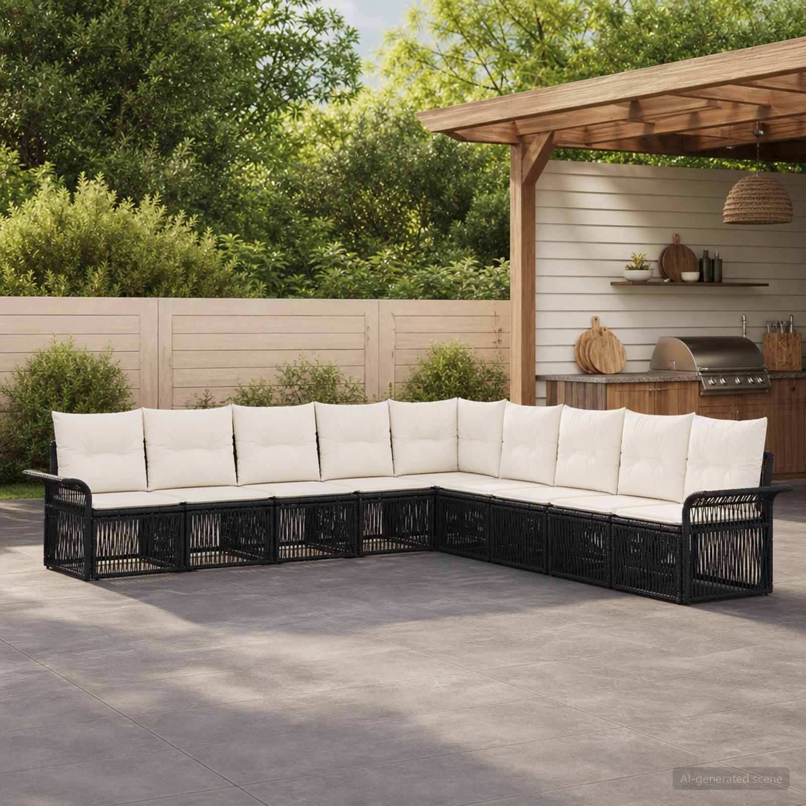 Gartensofa-set 9 pcs Schwarz Poly-Rattan