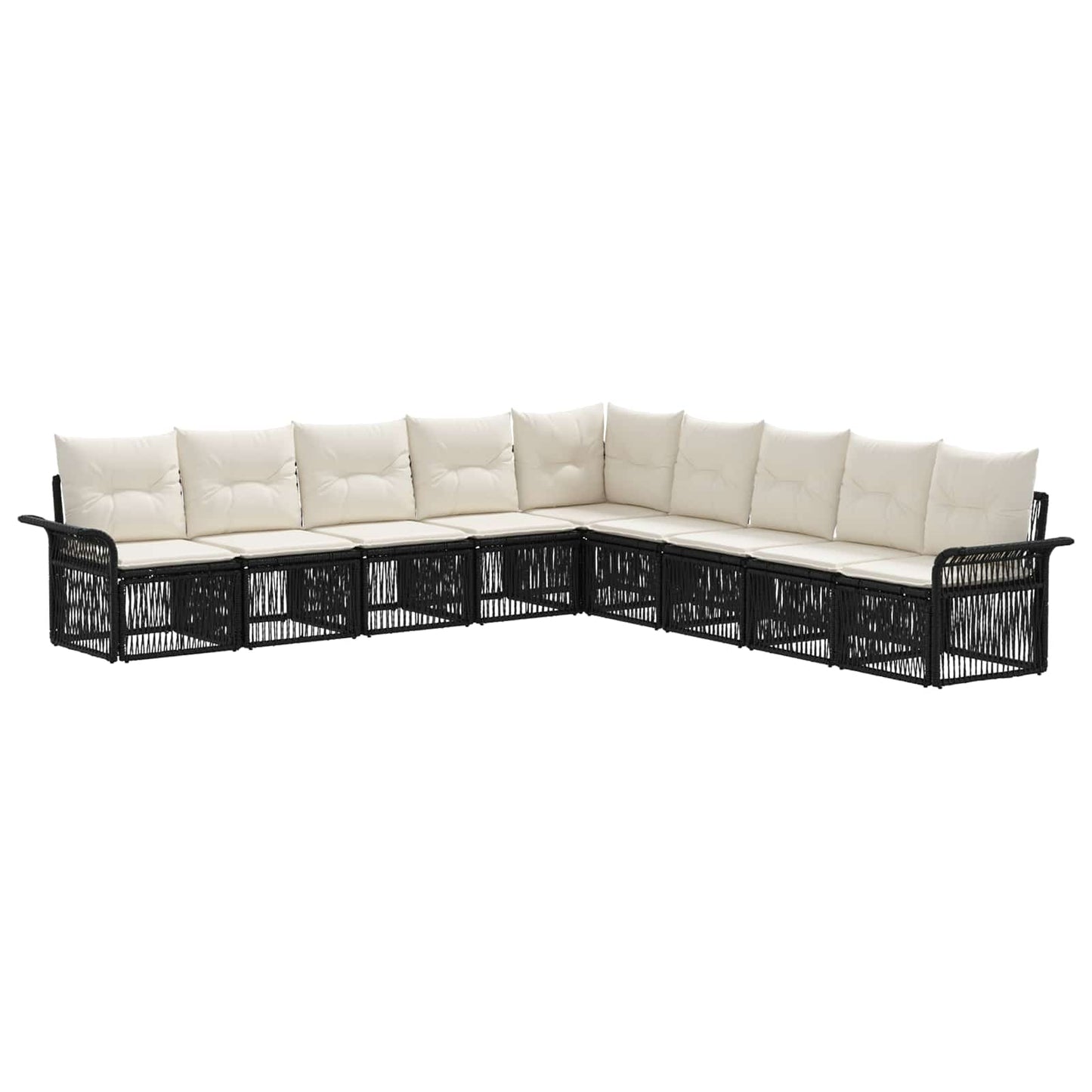 Gartensofa-set 9 pcs Schwarz Poly-Rattan
