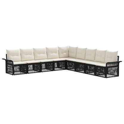 Gartensofa-set 9 stk. Schwarz Poly-Rattan