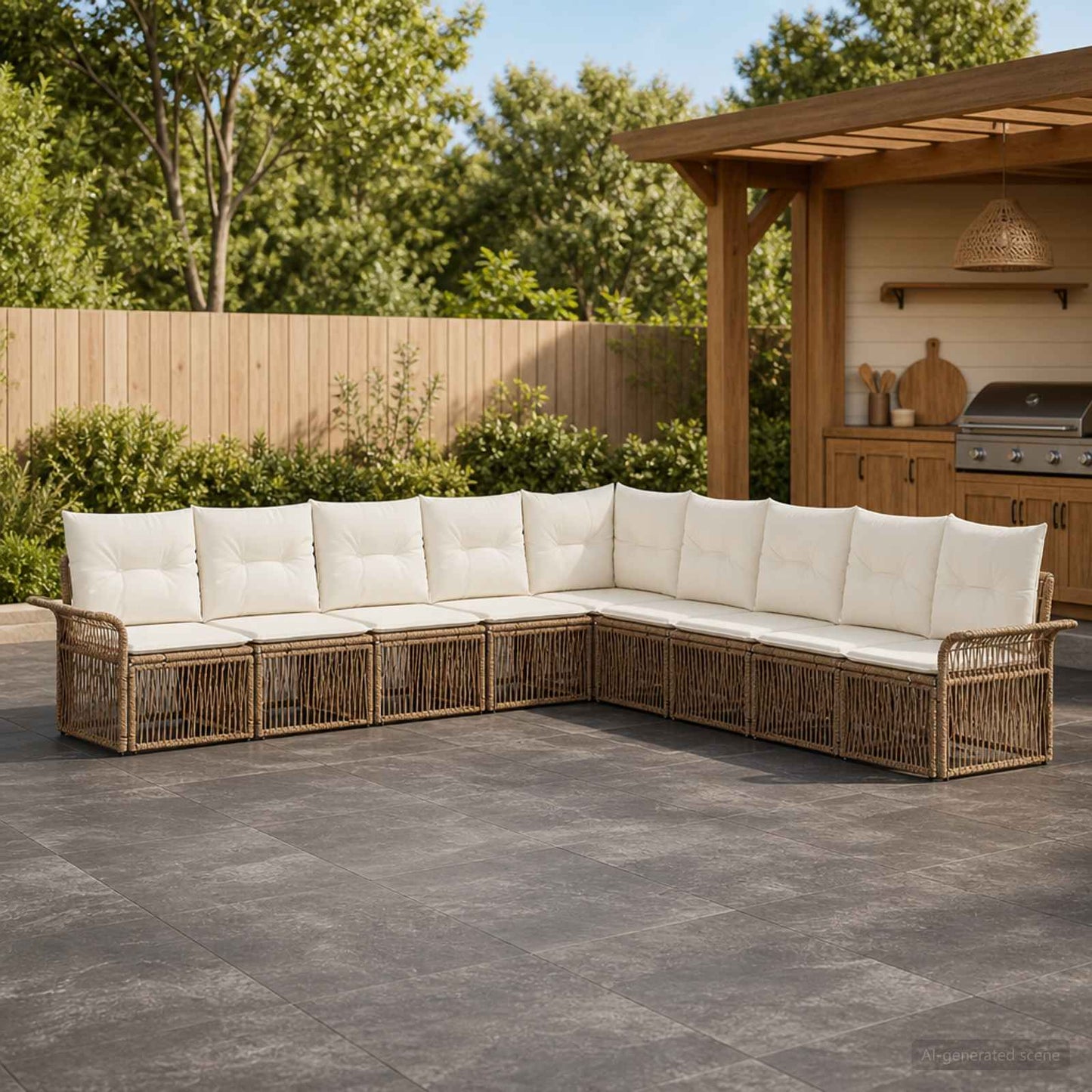 Gartensofa-set 9 pcs Beige Poly-Rattan