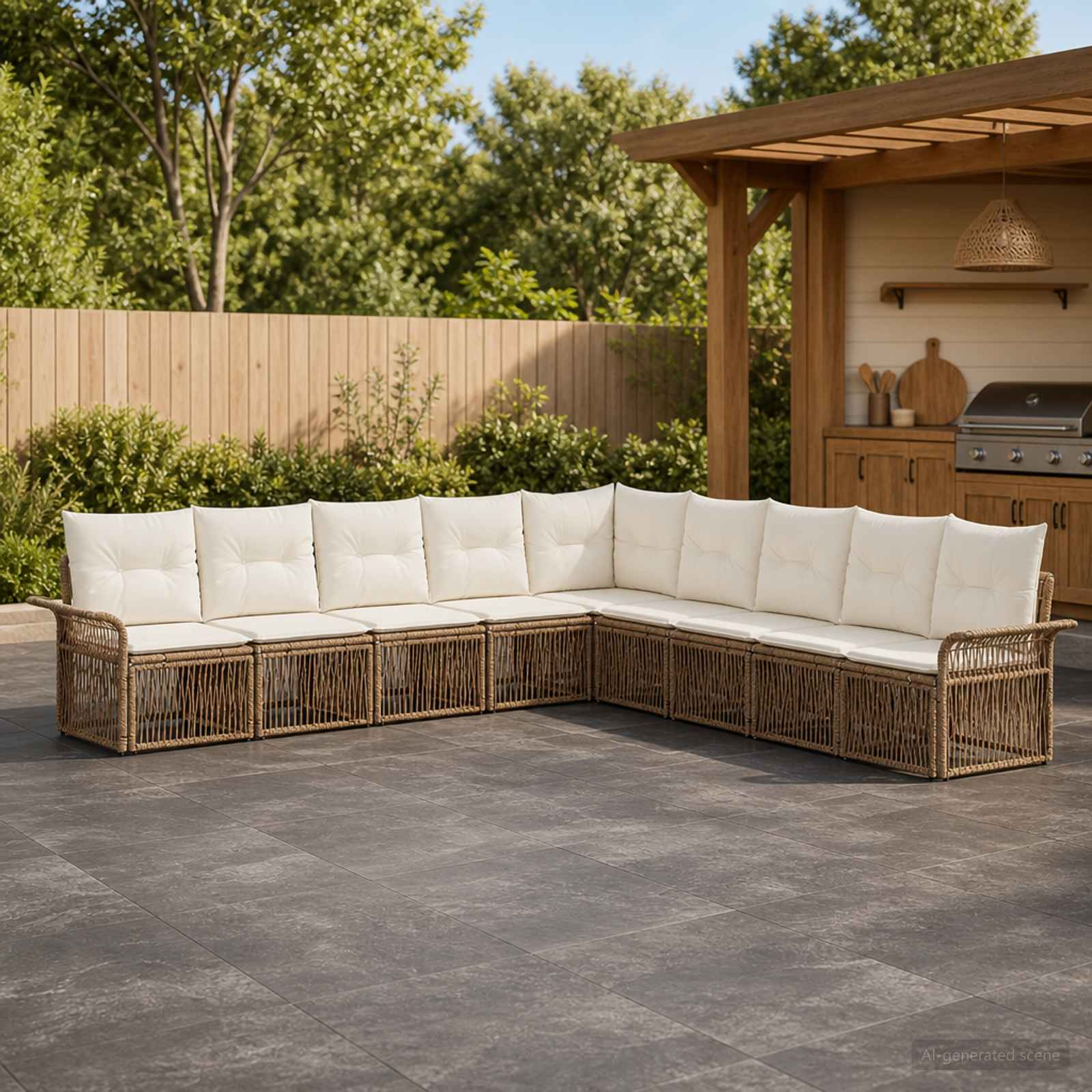 Gartensofa-set 9 pcs Beige Poly-Rattan