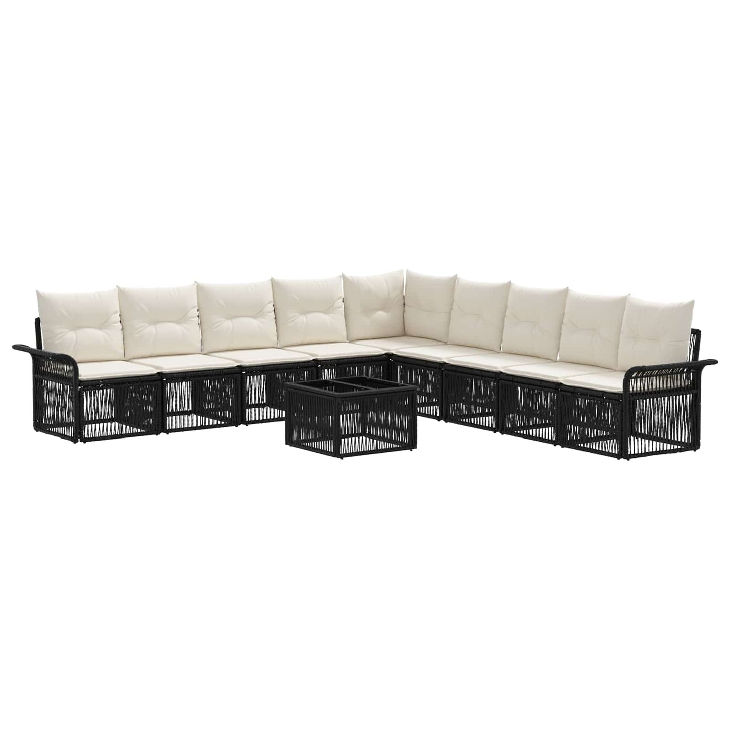 Gartensofa-set 10 stk. Schwarz Poly-Rattan