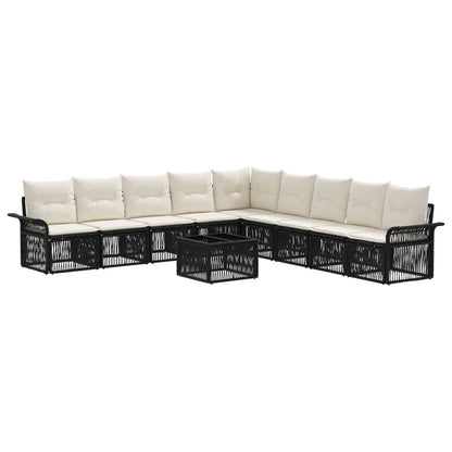 Gartensofa-set 10 stk. Schwarz Poly-Rattan