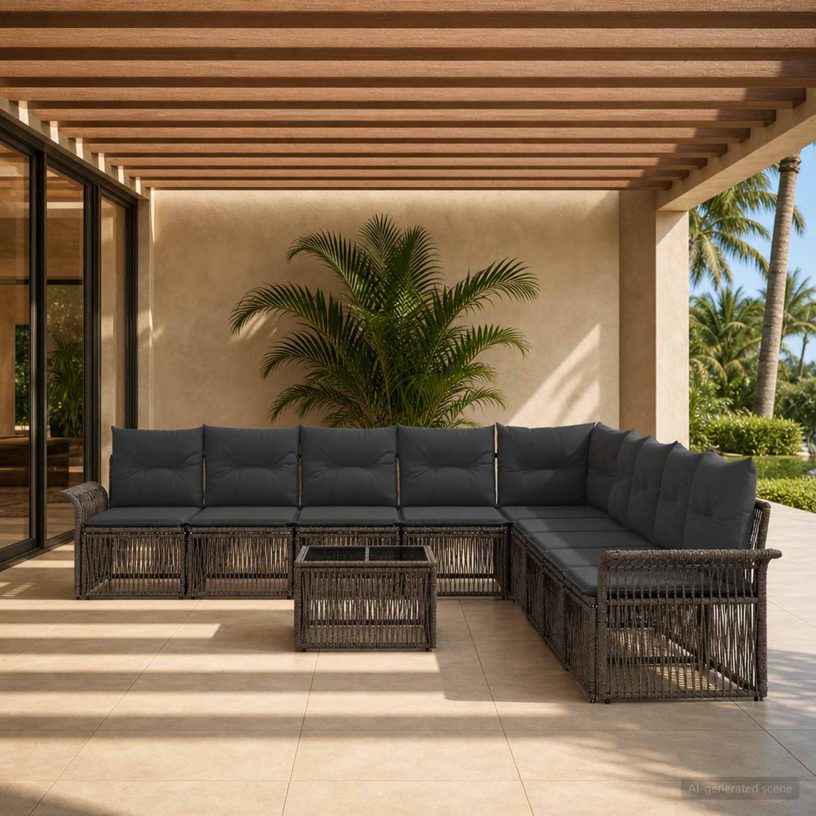 Gartensofa-set 10 stk. Grau Poly-Rattan
