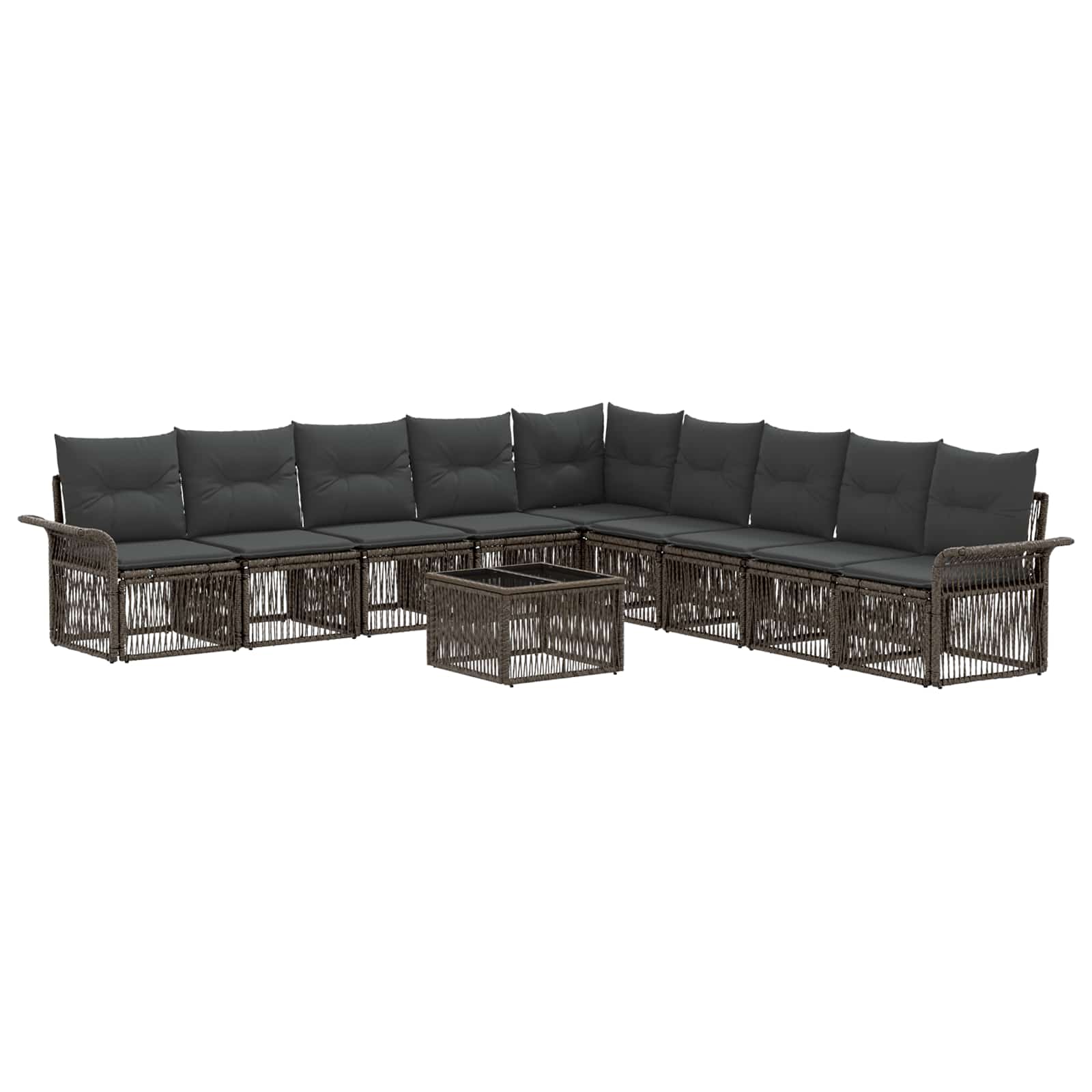 Gartensofa-set 10 stk. Grau Poly-Rattan