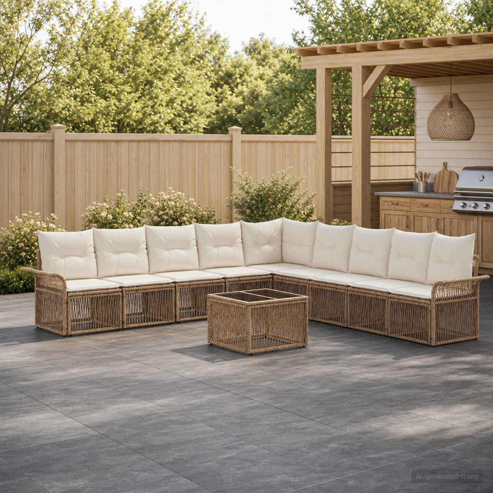 Gartensofa-set 10 pcs Beige Poly-Rattan