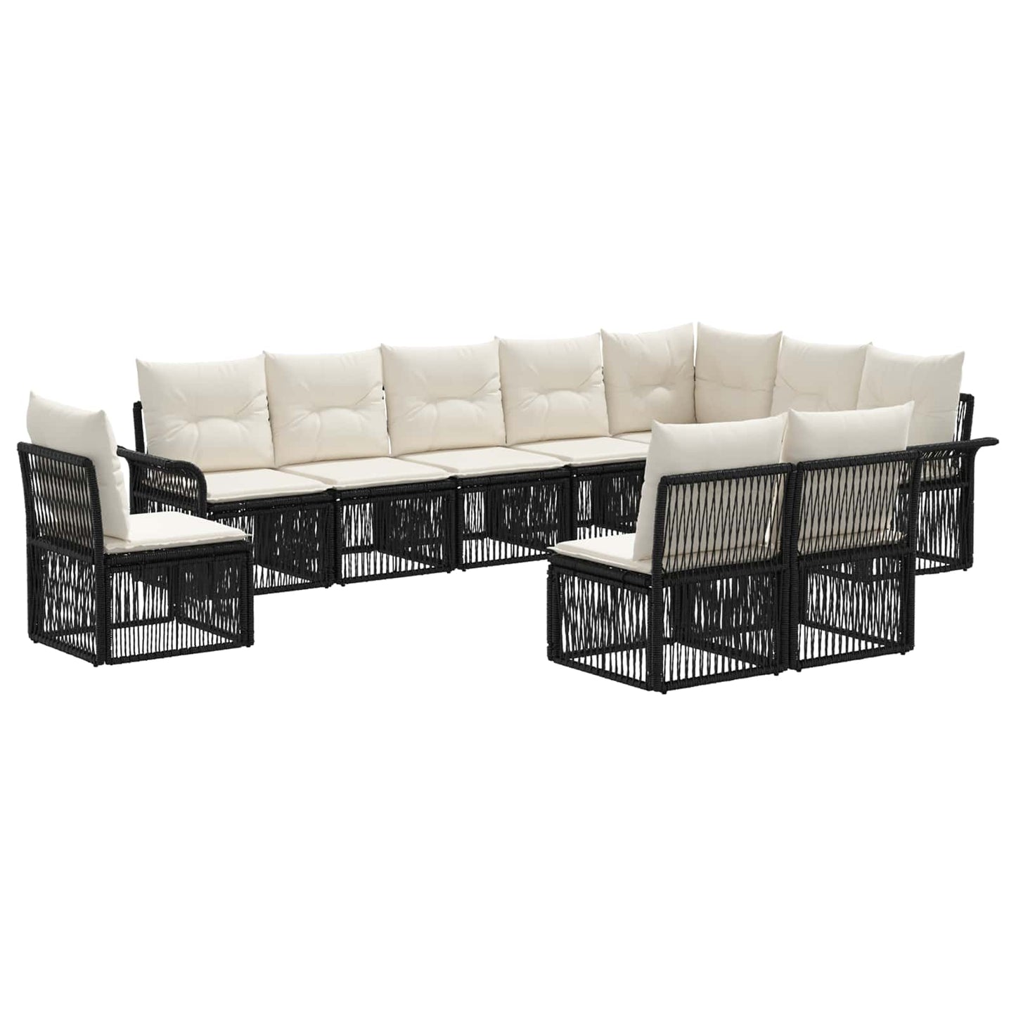 Gartensofa-set 10 pcs Schwarz Poly-Rattan