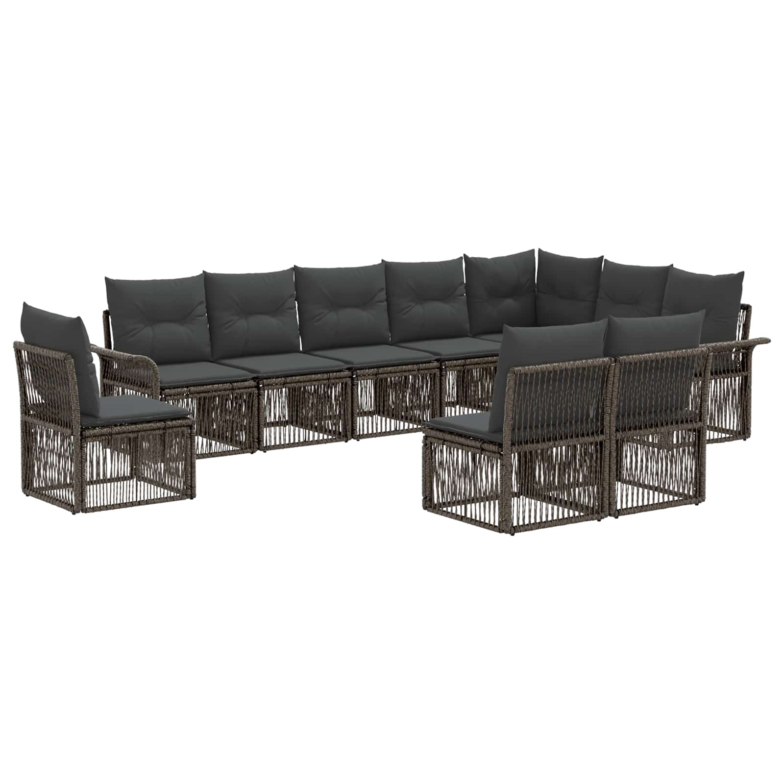 Gartensofa-set 10 pcs Grau Poly-Rattan