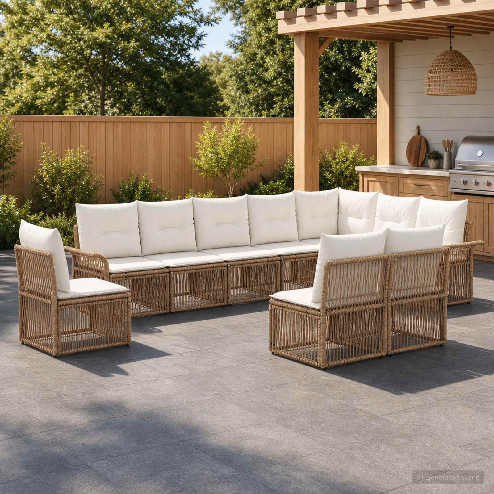 Gartensofa-set 10 pcs Beige Poly-Rattan