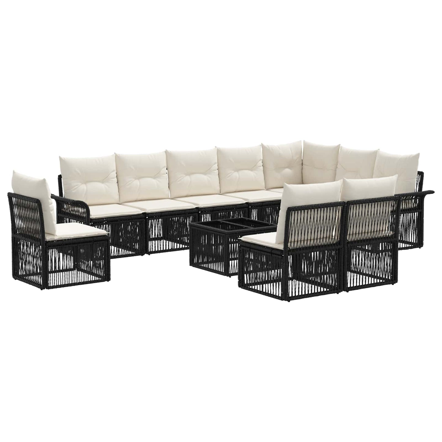 Gartensofa-set 11 stk. Schwarz Poly-Rattan