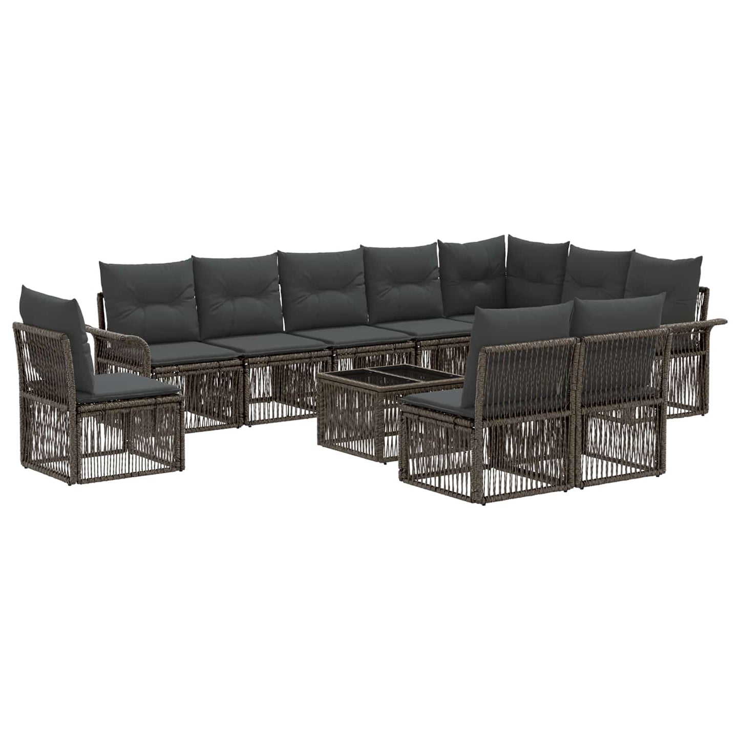 Gartensofa-set 11 stk. Grau Poly-Rattan