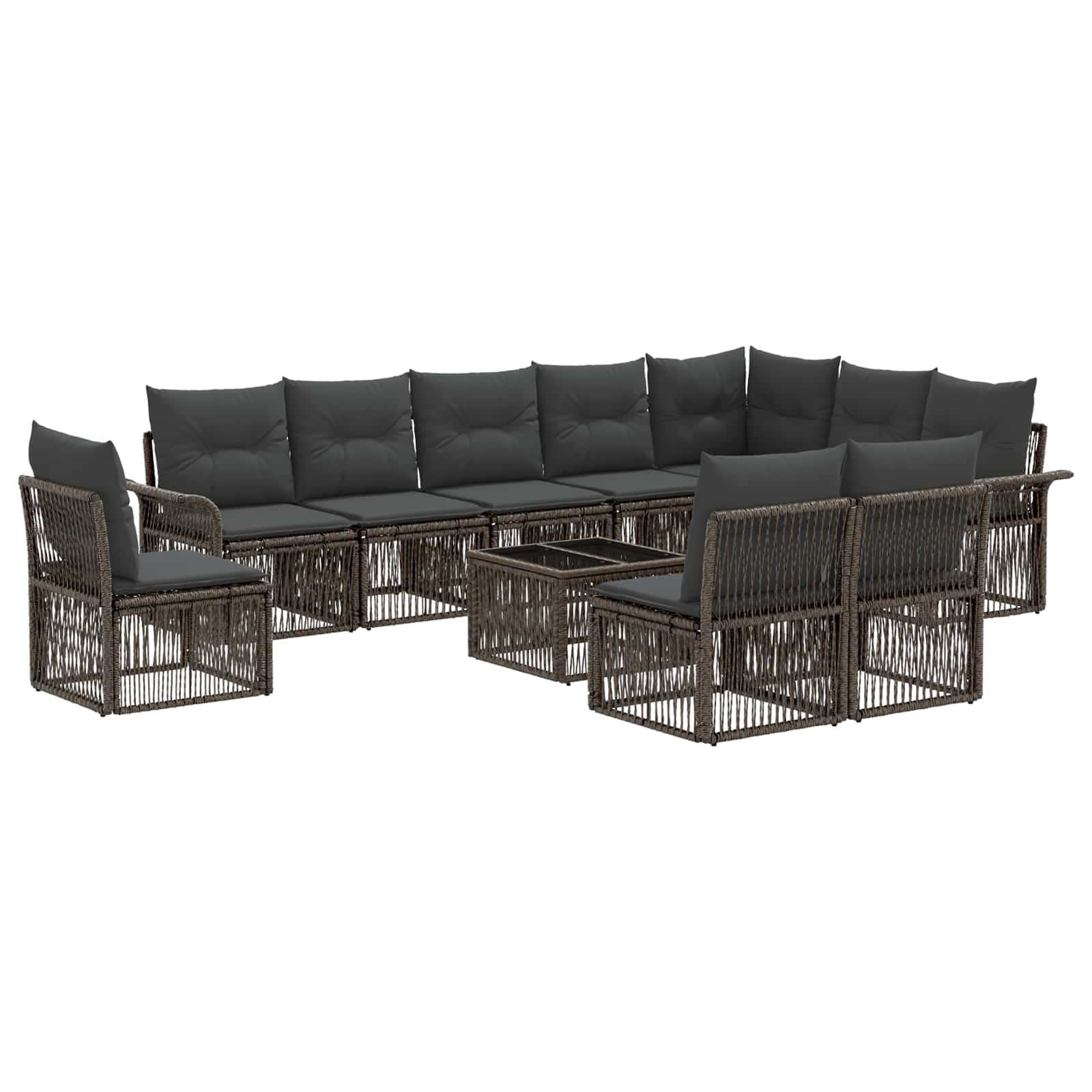 Gartensofa-set 11 stk. Grau Poly-Rattan