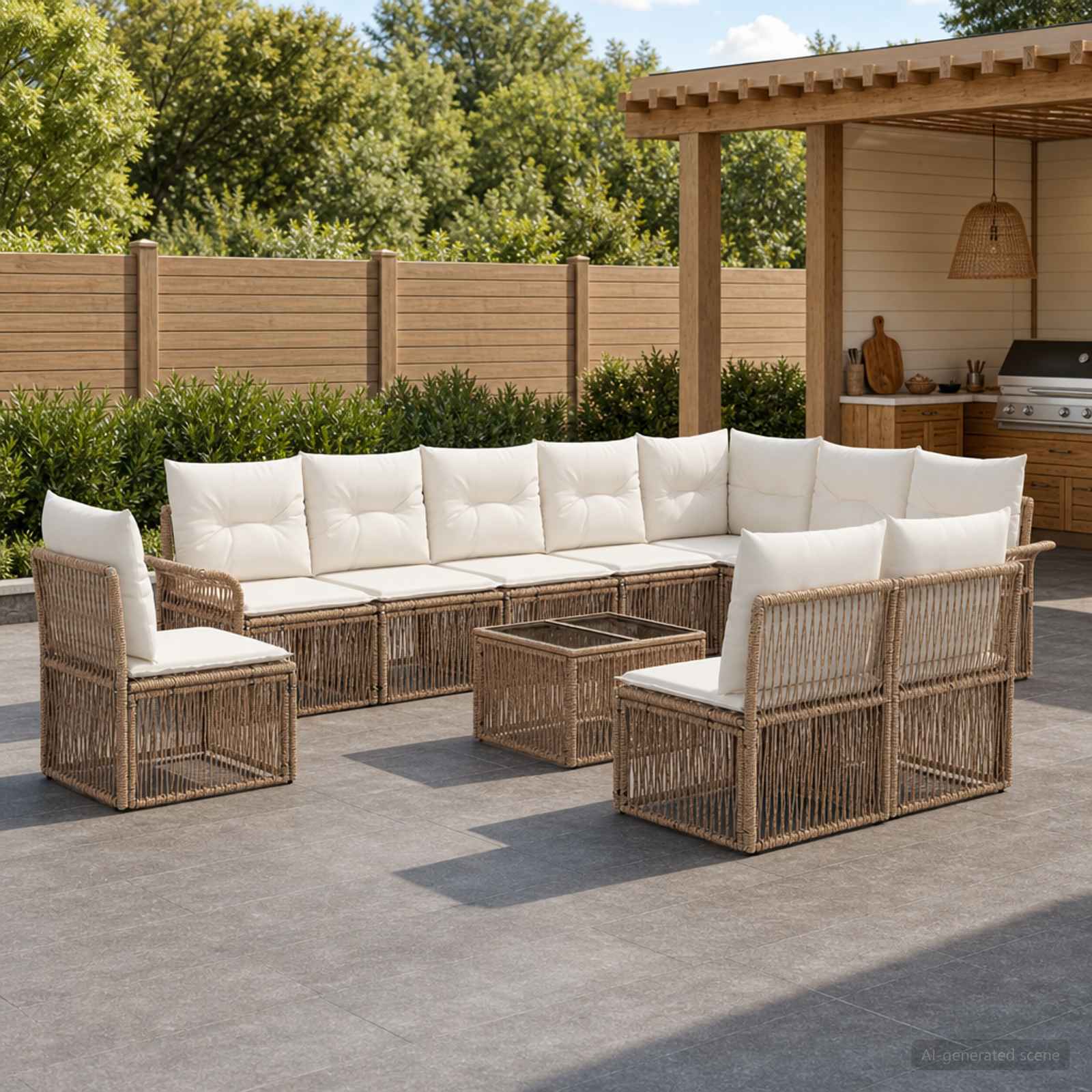 Gartensofa-set 11 pcs Beige Poly-Rattan