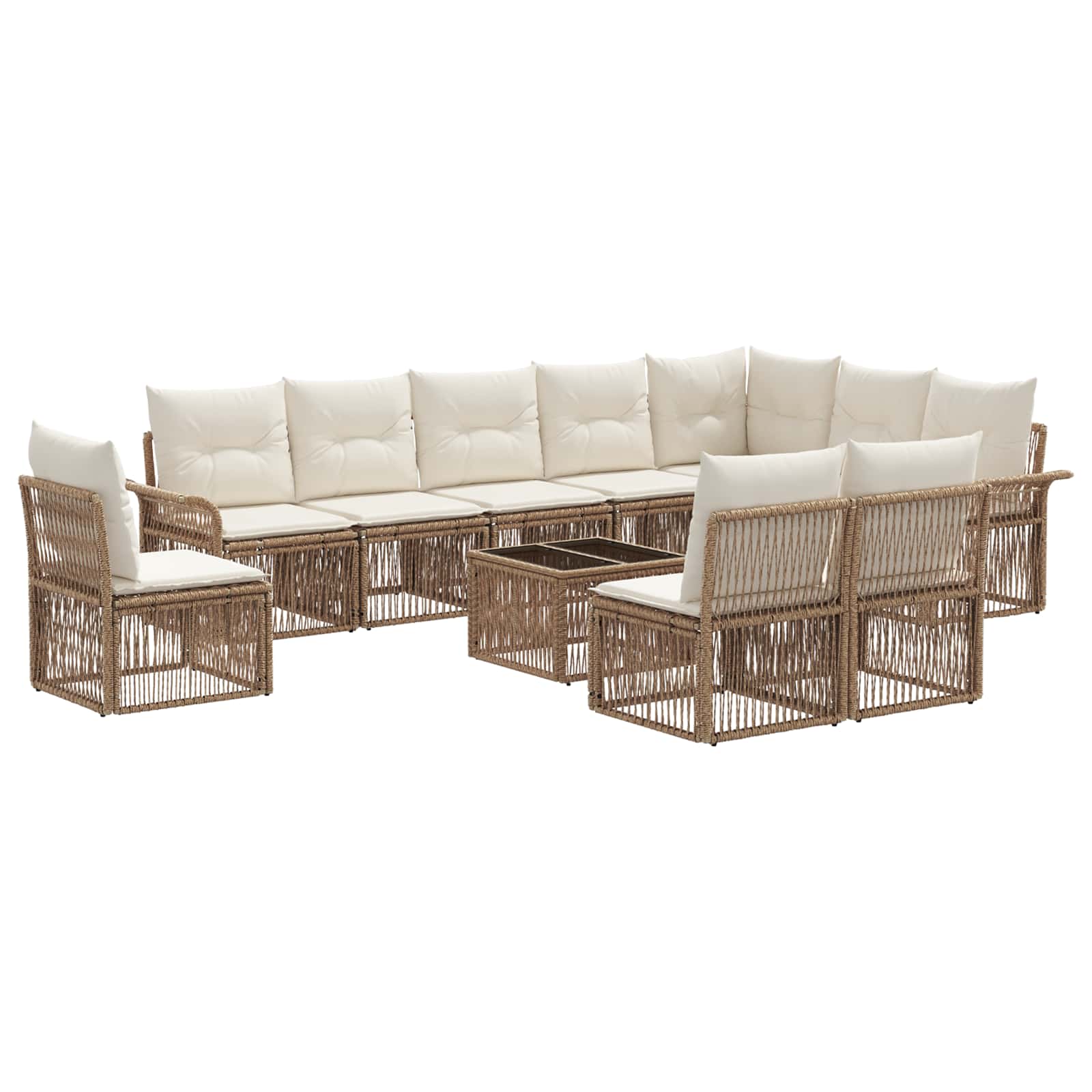 Gartensofa-set 11 pcs Beige Poly-Rattan