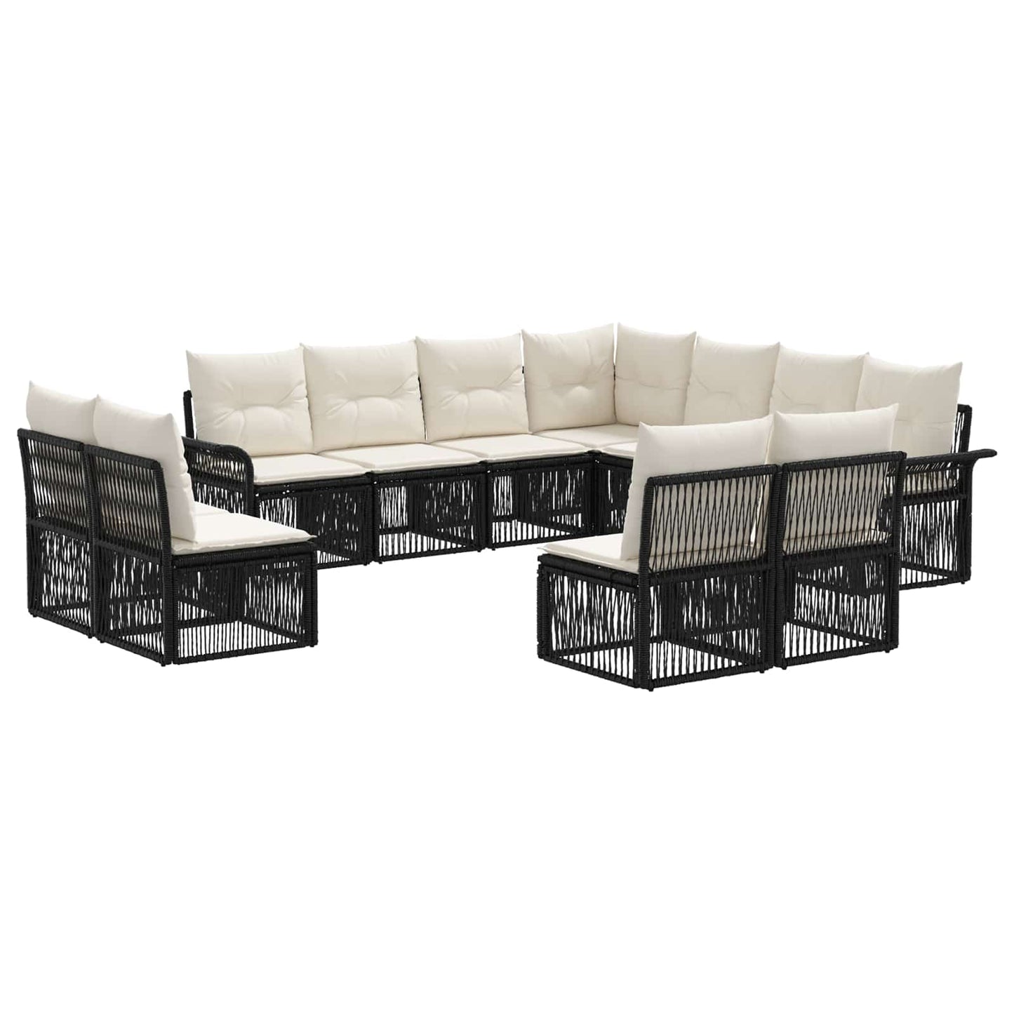 Gartensofa-set 11 pcs Schwarz Poly-Rattan
