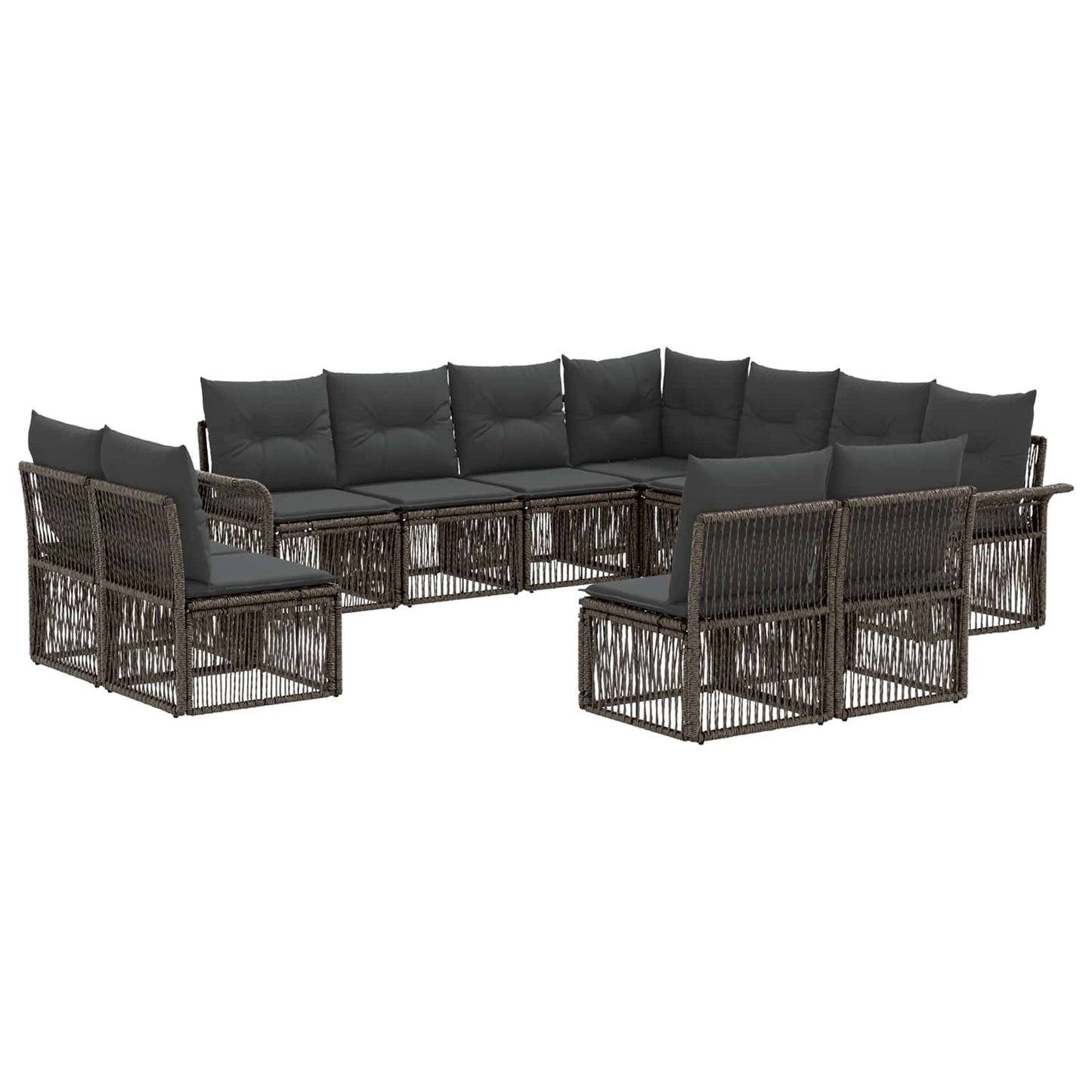 Gartensofa-set 11 stk. Grau Poly-Rattan