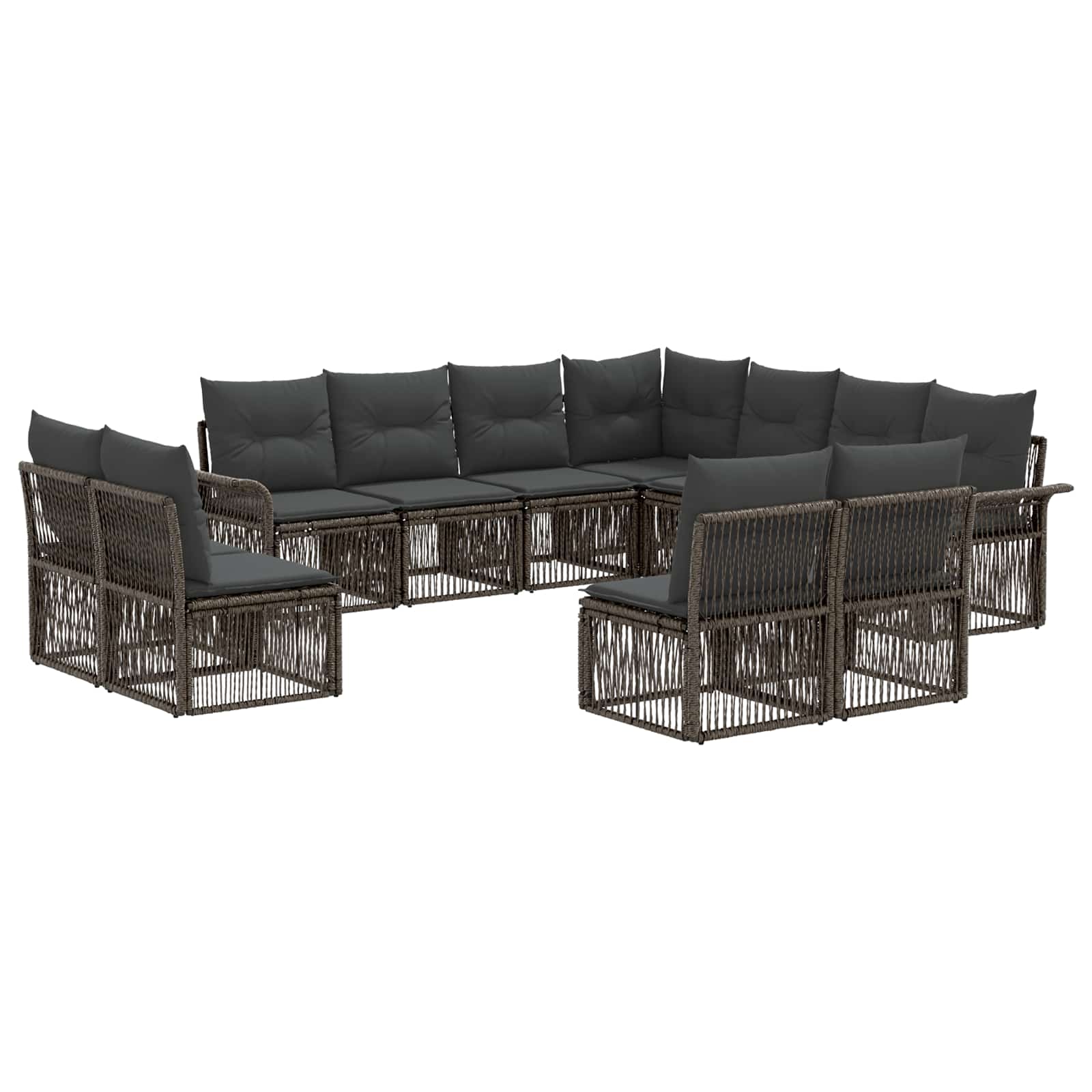 Gartensofa-set 11 stk. Grau Poly-Rattan